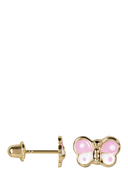 INSTANT D’OR - Ohrstecker Papillon Rose, 375 Gelbgold