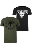 MARVEL - T-Shirt Punisher, 2er-Pack, Rundhals