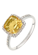 RINANI - Ring, 375 Weißgold, Diamant, Citrin