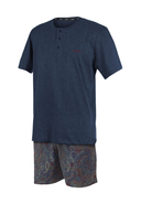 UNGARO - Schlafanzug, Kurzarm, Henley-Ausschnitt