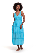 LOS OJO - Maxi-Kleid, One Size, ärmellos, V-Ausschnitt