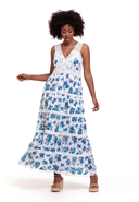 LOS OJO - Maxi-Kleid, One Size, ärmellos, V-Ausschnitt