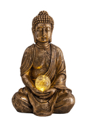 NÄVE - LED-Solarleuchte Buddha, B19,5 x H3,5 x T16 cm